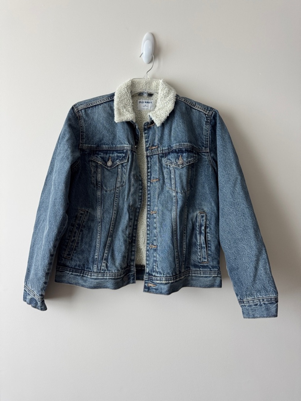 Old Navy Denim Jacket with Cream Sherpa Collar - Blue